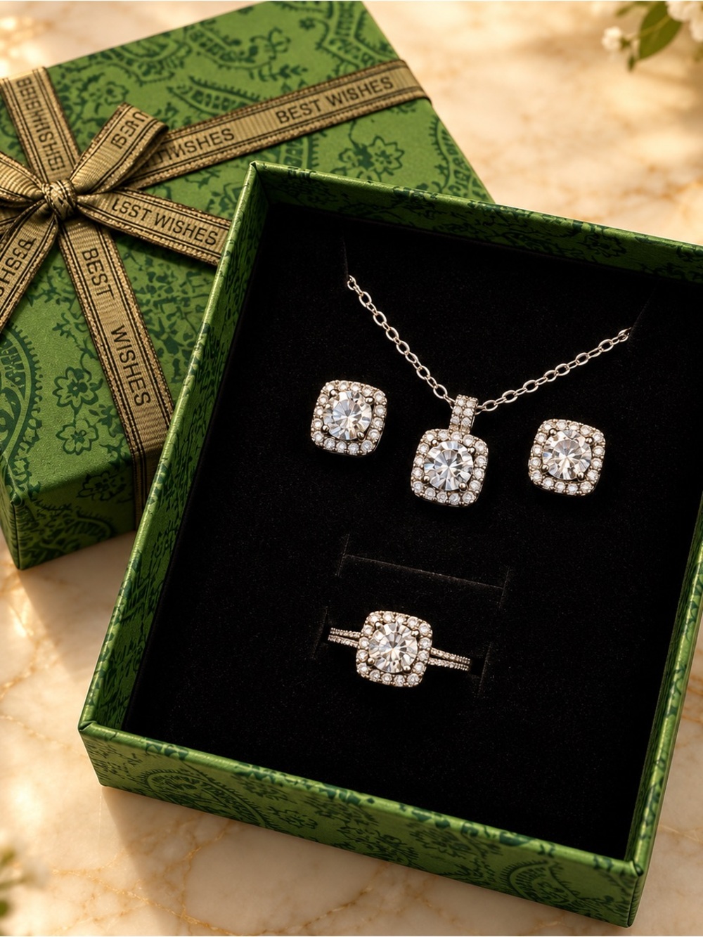 Crystal Jewelry Set - Silver Tone